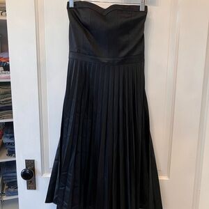 NWT J. Crew Virgin Wool Tuxedo Black Strapless Pleated Midi Dress size 6